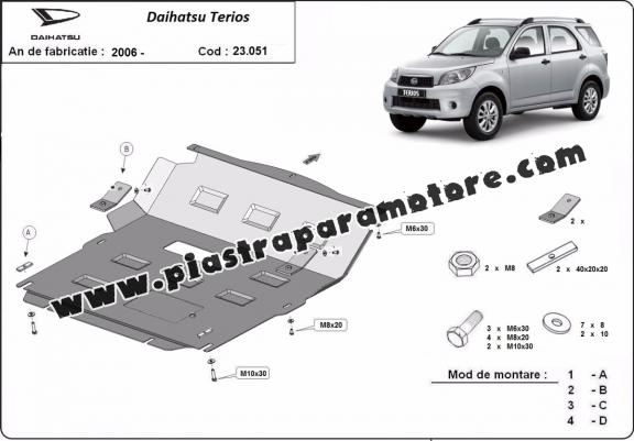 Piastra paramotore di acciaio Daihatsu Terios