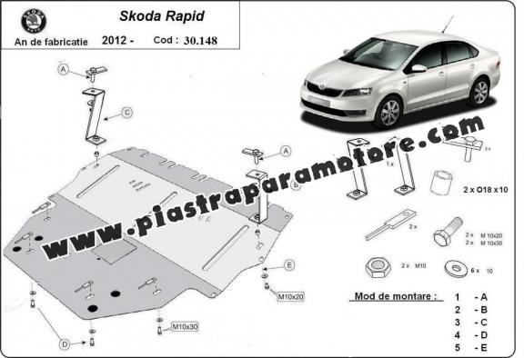 Piastra paramotore di acciaio Skoda Rapid