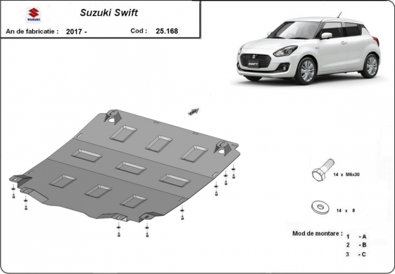 Piastra paramotore di acciaio Suzuki Swift