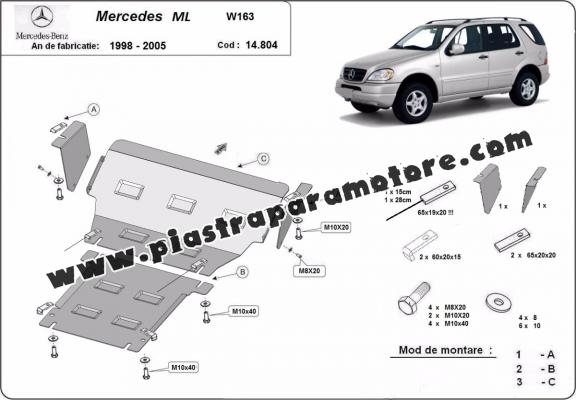 Piastra paramotore di acciaio Mercedes ML W163