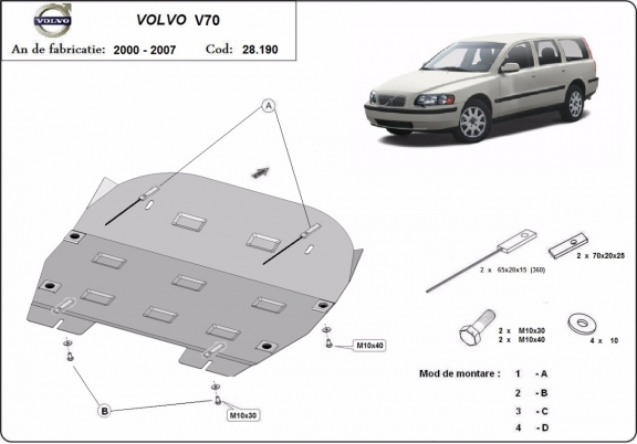 Piastra paramotore di acciaio Volvo V70