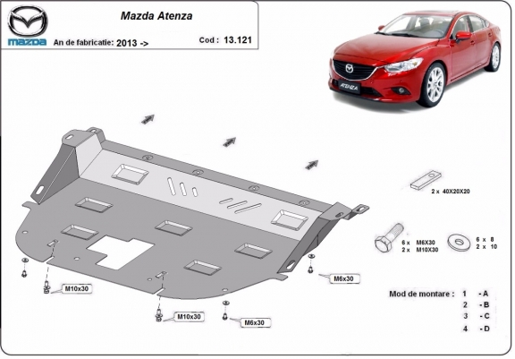 Piastra paramotore di acciaio Mazda Atenza