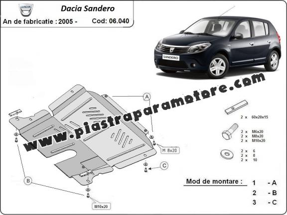 Piastra paramotore di acciaio Dacia Sandero