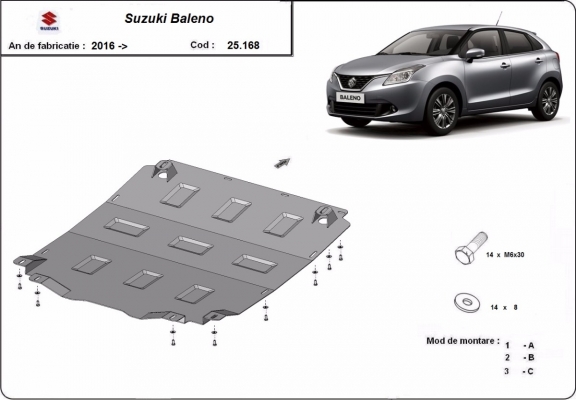 Piastra paramotore di acciaio Suzuki Baleno