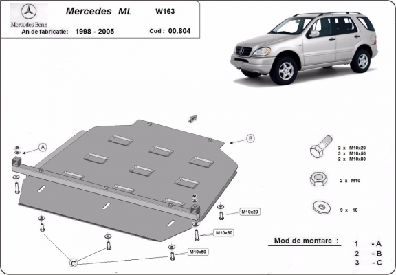 Protezione di acciaio per il cambio Mercedes ML W163