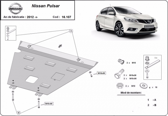 Piastra paramotore di acciaio Nissan Pulsar