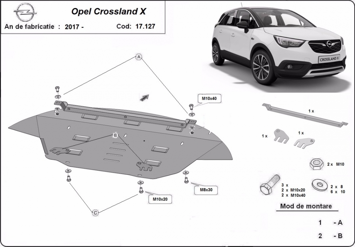 Protezione Paraurti Posteriore BREMER Per Opel Crossland X (2017-2020) – Antigraffio In ABS Nero
