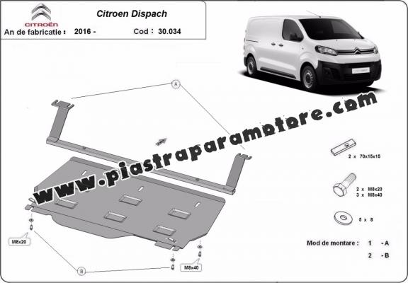 Piastra paramotore di acciaio Citroen Dispatch Furgone