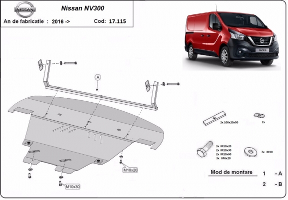Piastra paramotore di acciaio  Nissan NV300