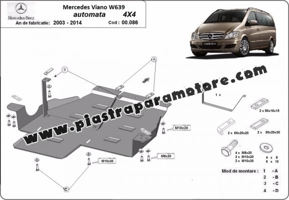 Protezione di acciaio per il cambio Mercedes Viano W639 - 4x4 - cambio automatico