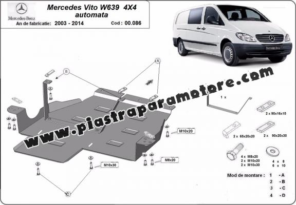 Protezione di acciaio per il cambio Mercedes Vito W639 - 4x4 - cambio automatico