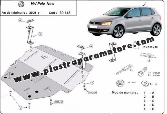 Piastra paramotore di acciaio Vw Polo (6R) Diesel