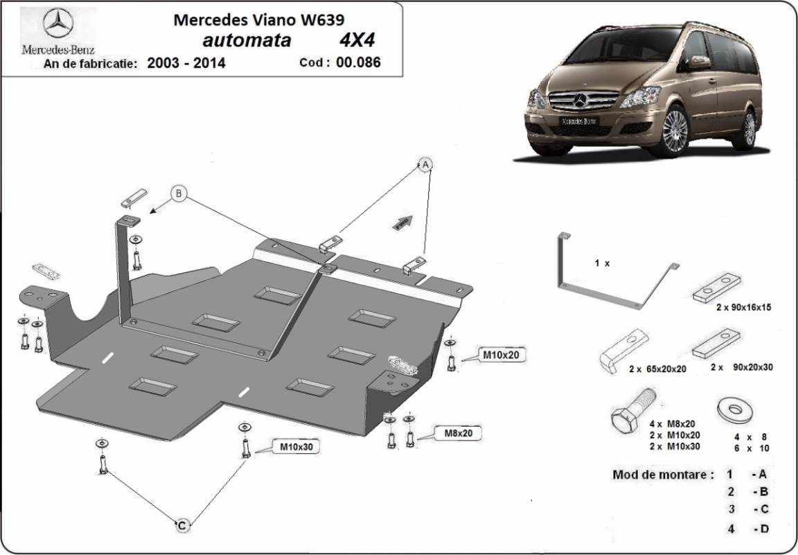 Cinghia Di Controllo Porta Anteriore In Alluminio Nero Per Mercedes Vito W639 2003-2014 – Lato Sinistro/Destro, Ricambio OE A6397200216