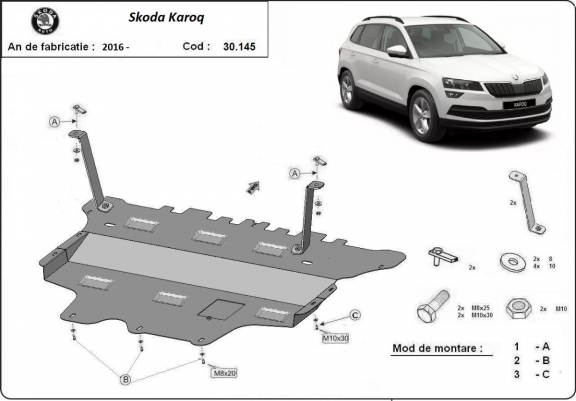 Piastra paramotore di acciaio Skoda Karoq - cambio manuale