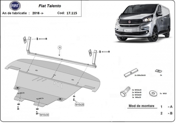Piastra paramotore di acciaio Fiat Talento