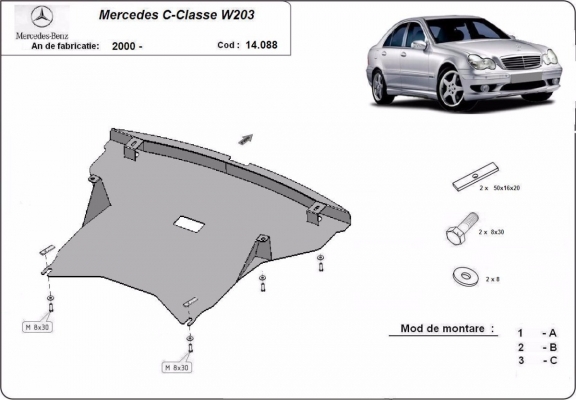 Piastra paramotore di acciaio Mercedes C-Class W203