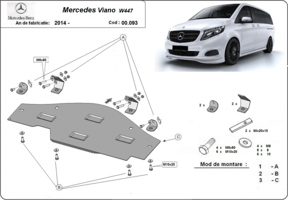 Protezione di acciaio per sistema Stop&Go Mercedes Viano W447, 4x2, 1.6 D