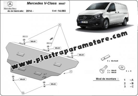 Piastra paramotore di acciaio Mercedes V-Classe W447, 4x2, 1.6 D