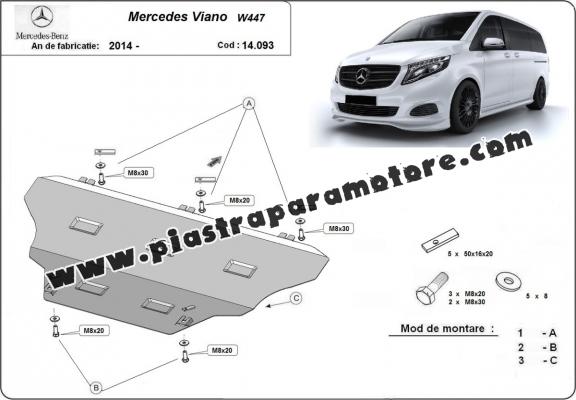 Piastra paramotore di acciaio Mercedes Viano W447, 4x2, 1.6 D