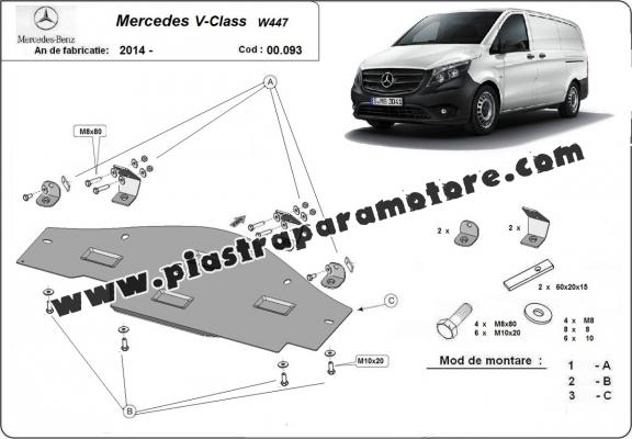 Protezione di acciaio per sistema Stop&Go Mercedes V-Class W447, 4x2, 1.6 D