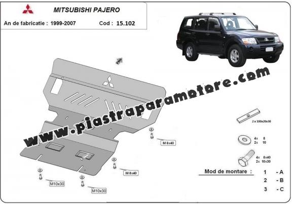 Piastra paramotore di acciaio Mitsubishi Pajero 3 (V60, V70)