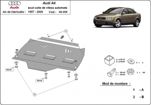 Protezione di acciaio per il cambio Audi A4  B6 - Automatico