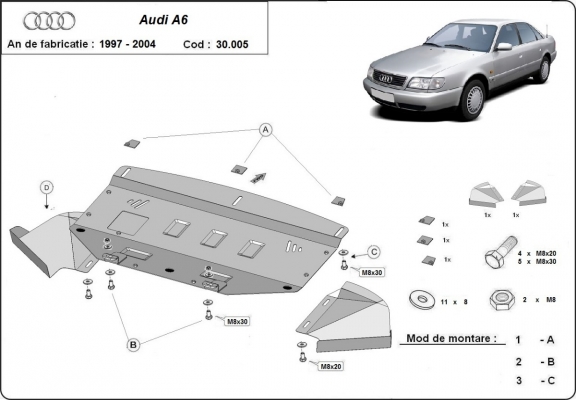 Piastra paramotore di acciaio Audi A6