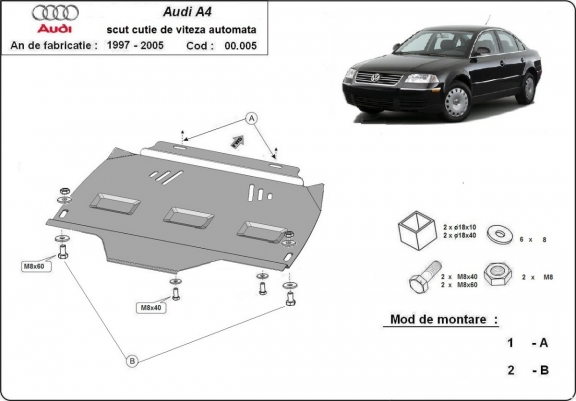 Protezione di acciaio per il cambio VW Passat B5, B5.5 - automatique