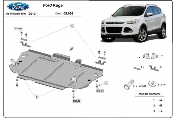 Piastra paramotore di acciaio Ford Kuga