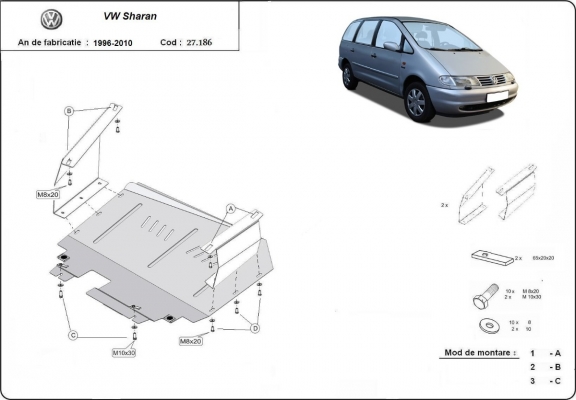 Piastra paramotore di acciaio Volkswagen Sharan
