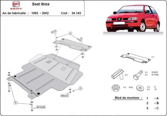 Piastra paramotore di acciaio Seat Ibiza