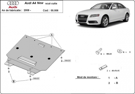 Protezione di acciaio per il cambio Audi A4 4 B8