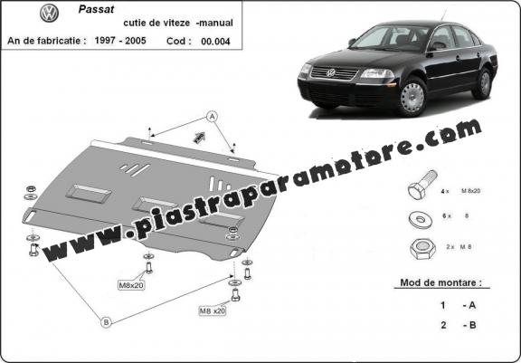 Protezione di acciaio per il cambio manuale VW Passat B5, B5.5
