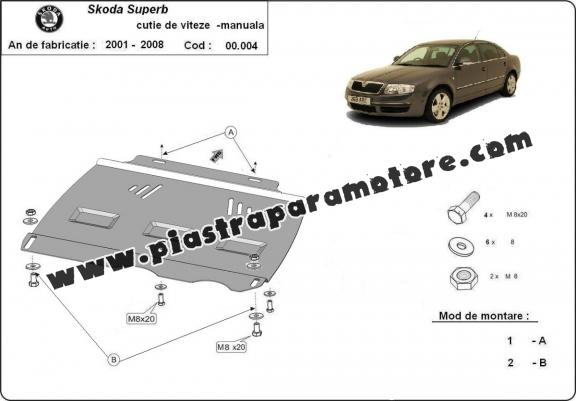 Protezione di acciaio per il cambio manuale Skoda Superb