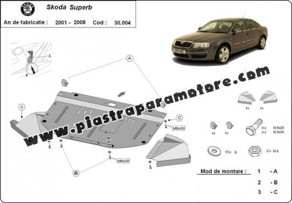 Piastra paramotore di acciaio Skoda Superb - 1,8  1,9 2,0 TDI