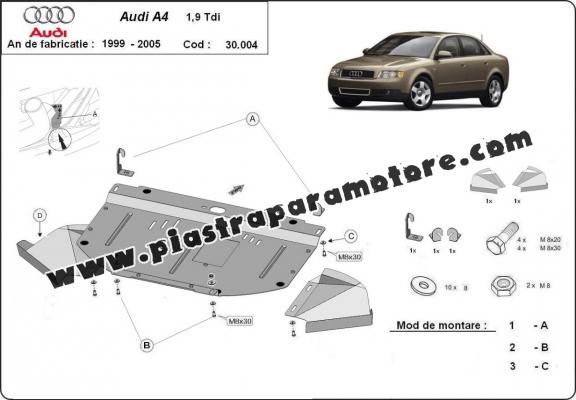 Piastra paramotore di acciaio Audi A4  B6, 1.9 Tdi
