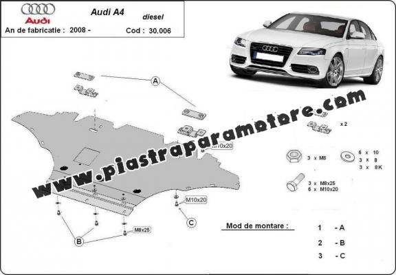 Piastra paramotore di acciaio Audi A4 B8, diesel