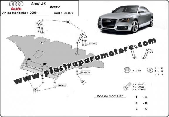 Piastra paramotore di acciaio Audi A5, benzina