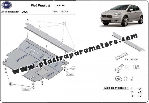 Piastra paramotore di acciaio Fiat Punto 