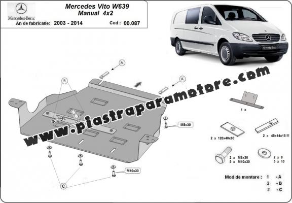 Protezione di acciaio per il cambio Mercedes Vito W639 - 2.2 D 4x2