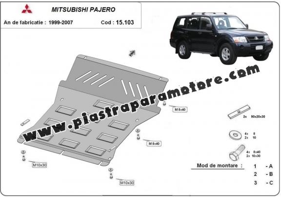 Piastra paramotore di acciaio Mitsubishi Pajero 3 (V60, V70) Vers 2.0