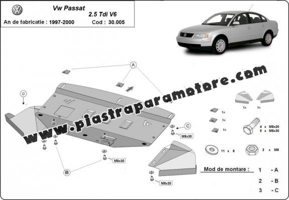 Piastra paramotore di acciaio VW Passat B5  2.5 TDI V6