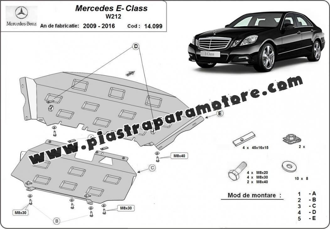 Piastra paramotore di acciaio Mercedes A-Class W176