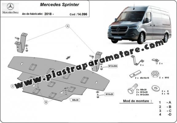 Piastra paramotore di acciaio Mercedes Sprinter-RWD