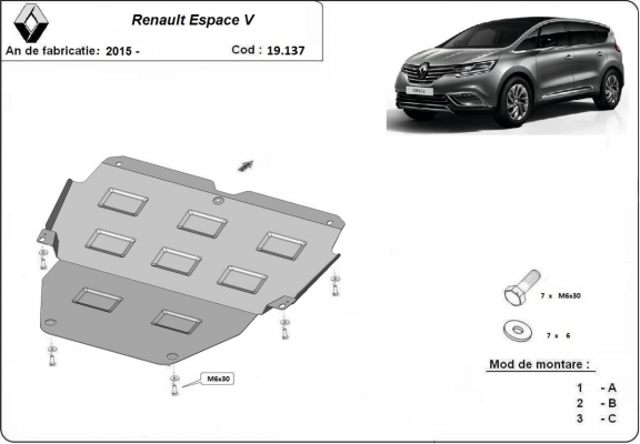 Piastra paramotore di acciaio Renault Espace 5