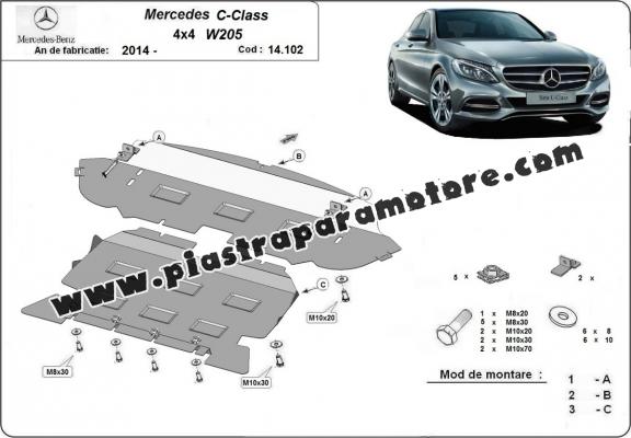 Piastra paramotore di acciaio Mercedes C-Class W205 4x4