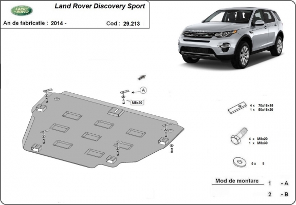 Piastra paramotore di acciaio  Land Rover Discovery Sport