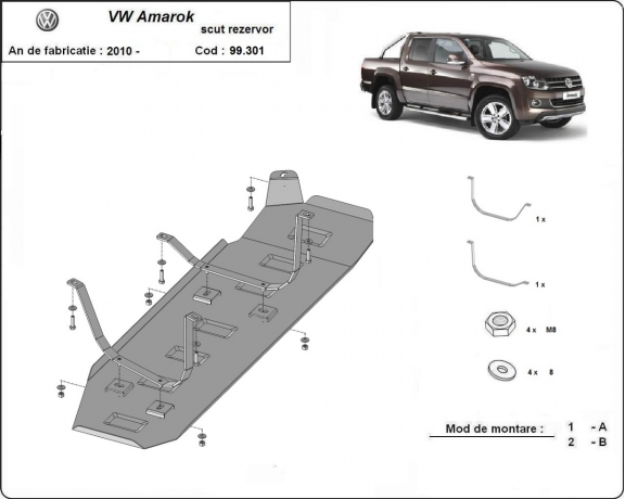 Protezione di acciaio per il serbatoio Volkswagen Amarok - Solo per versioni senza protezioni di fabbrica