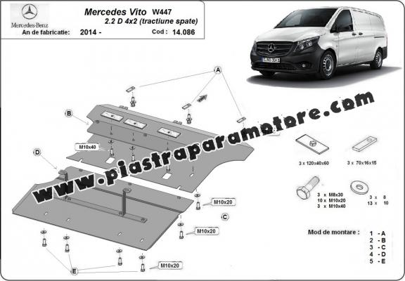 Piastra paramotore di acciaio Mercedes Vito W447 - 4X2 