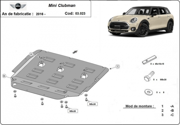 Piastra paramotore di acciaio Mini Clubman